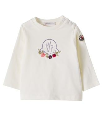 Baby logo embroidered cotton-blend T-shirt | Moncler Enfant