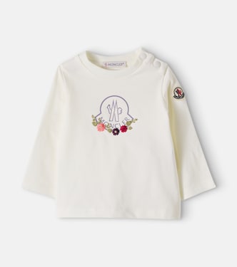 Baby logo embroidered cotton-blend T-shirt | Moncler Enfant