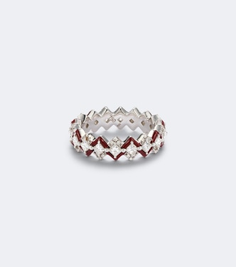 Puzzle 18kt white gold and enamel ring with diamonds | Kamyen