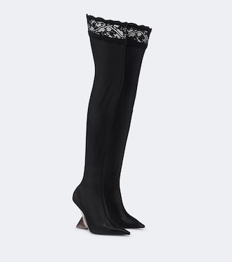 Overknee-Stiefel Cheope aus Mesh mit Spitze | The Attico