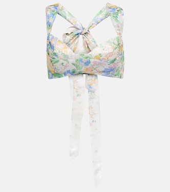 Floral linen and silk bustier top | Zimmermann
