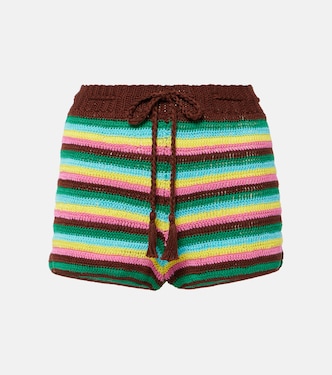 Striped crochet cotton shorts | Anna Kosturova