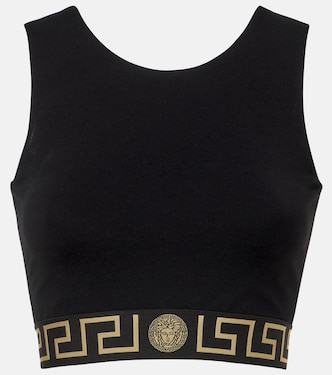 Greca Border cropped tank top | Versace