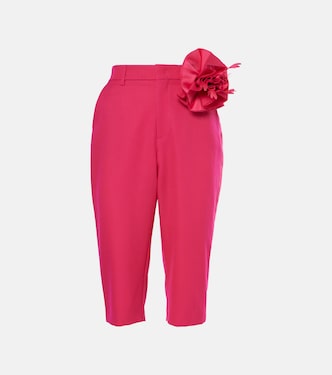 Floral-appliqué wool capri pants | Area