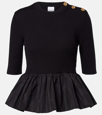 Ribbed-knit peplum wool top | Patou