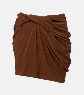 Gathered cotton-blend jersey miniskirt | Entire Studios