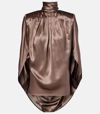 Draped silk-blend satin top | Mugler