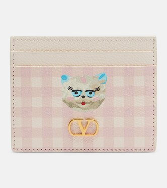 VLogo checked leather card holder | Valentino Garavani