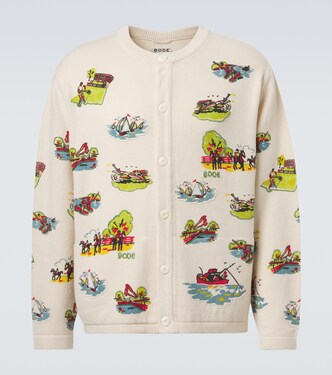 Beaded Camp wool and cotton cardigan | Bode