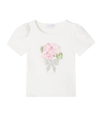 Floral cotton-blend jersey T-shirt | Monnalisa