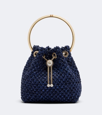 Bon Bon raffia-effect bucket bag | Jimmy Choo