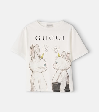 تي شيرت بطبعات من القطن الجيرسيه | Gucci Kids
