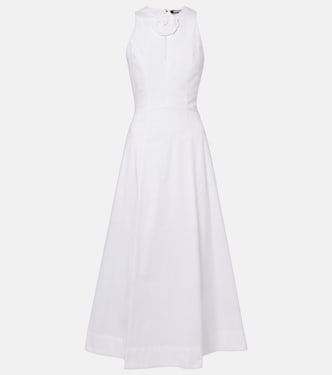 Floral-appliqué cotton poplin midi dress | Rotate