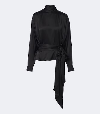 Bow-detail silk satin blouse | Balmain