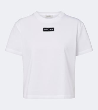 Logo cotton piqué polo shirt | Miu Miu
