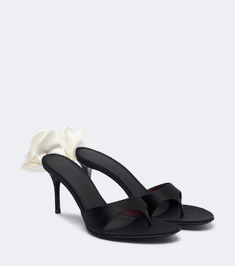 Floral-appliqué satin thong sandals | Magda Butrym