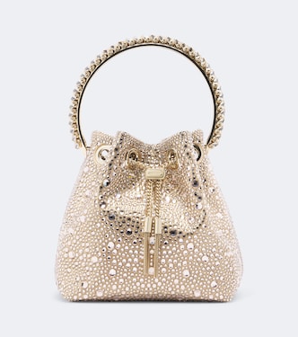Bon Bon embellished satin bucket bag | Jimmy Choo