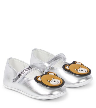 Baby Schuhe aus Metallic-Leder | Moschino Kids