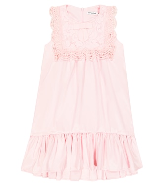 Guipure lace-trimmed taffeta dress | Self-Portrait Kids