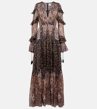 Robe longue en soie mélangée à motif cachemire | Etro