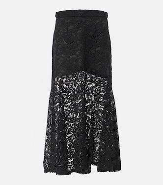 Cotton-blend lace maxi skirt | Patou