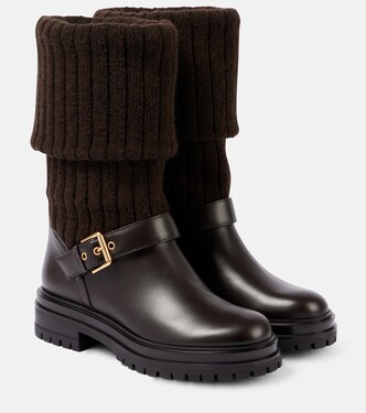 Thurso leather-trimmed biker boots | Gianvito Rossi