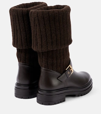Thurso leather-trimmed biker boots in brown - Gianvito Rossi