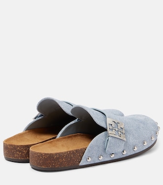 Mellow studded suede clogs in blue - Tory Burch | Mytheresa