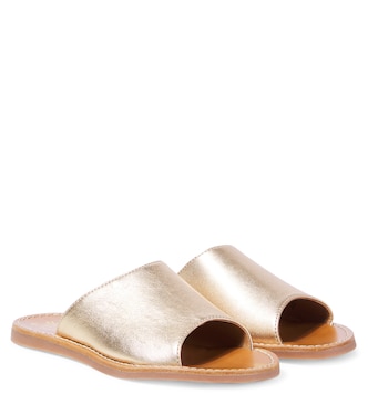 Pantoletten Plage Curv aus Metallic-Leder | Pom d'Api