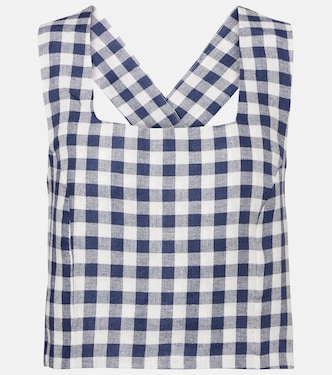 Cozumel gingham linen crop top | Asceno