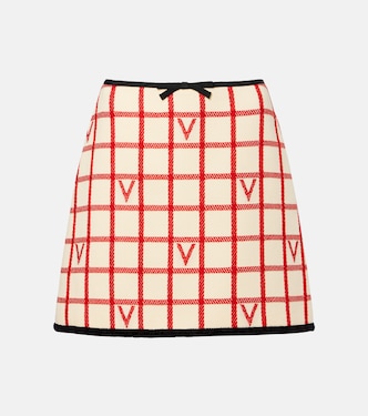 VLogo checked wool and cotton miniskirt | Valentino
