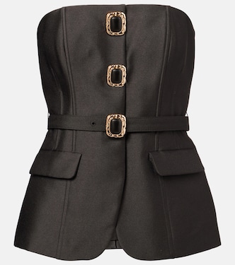 Strapless embellished taffeta top | Self-Portrait