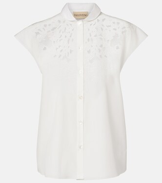 Guipure lace-trimmed cotton poplin shirt | Valentino