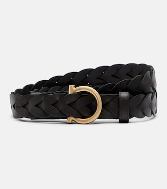 Gancio braided leather belt | Ferragamo
