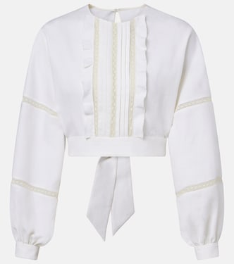 Lace-trimmed open-back linen blouse | Valentino