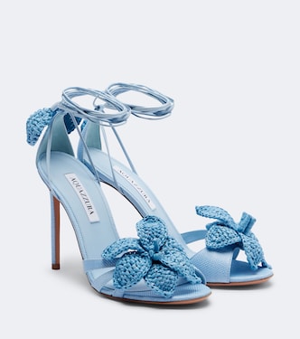 Calypso floral-appliqué raffia sandals | Aquazzura