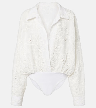 Oversized broderie anglaise cotton bodysuit | Norma Kamali