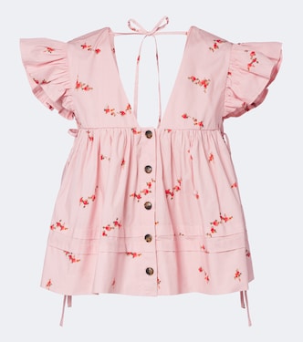 Floral cotton-blend top | Ganni