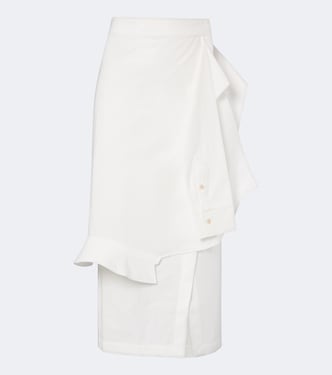 Asymmetric cotton-blend midi skirt | Róhe