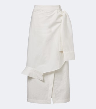 Asymmetric cotton-blend midi skirt | Róhe