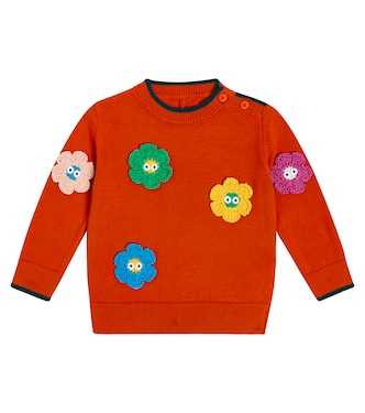 Baby floral-appliqué cotton sweater | Stella McCartney Kids
