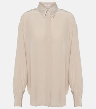 Embellished silk shirt | Brunello Cucinelli