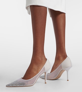 Love 85 crystal-embellished mesh pumps in white - Jimmy Choo