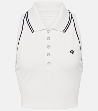 Logo cropped piqué polo shirt | Tory Sport