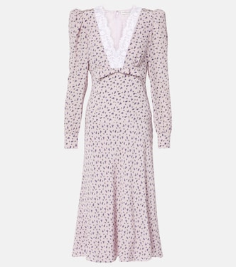 Bedrucktes Midikleid aus Seide mit Spitze | Alessandra Rich