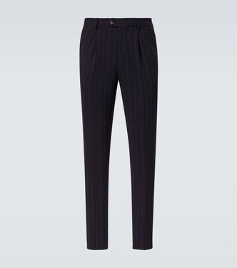 Pantalon droit Chalkstripe en laine | Brunello Cucinelli