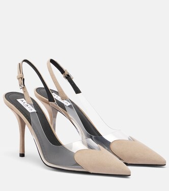 Cœur 90 suede and PVC slingback pumps | Alaïa