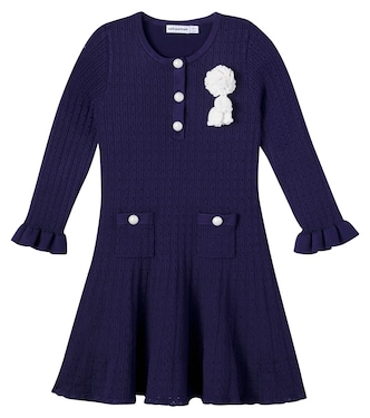 Abito Pointelle con applicazione floreale | Self-Portrait Kids