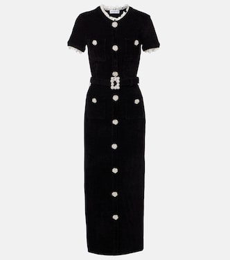Midikleid aus Chenille mit Spitze und Kristallen | Self-Portrait