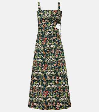 Verano cutout floral cotton midi dress | Agua by Agua Bendita